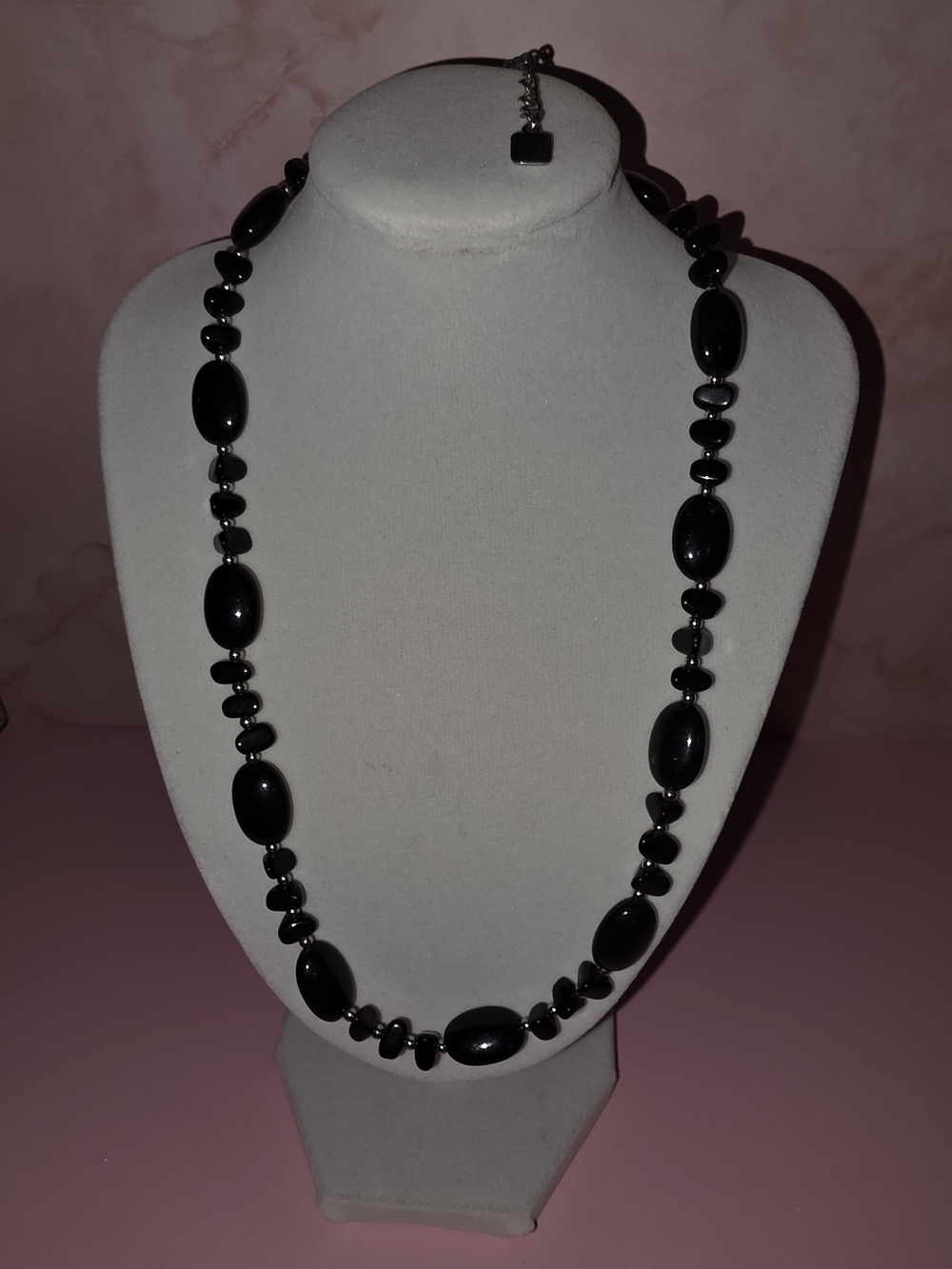 Chico's Glossy Black Beaded Necklace